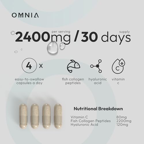 Omnia Marine Collagen Capsules 2400mg for Women & Men with Type I Collagen OMNIA