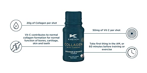 Kinetica Collagen with Turmeric (12-Pack) 20g Collagen & 50mg Vitamin C. Orange & Mango Flavour Kinetica