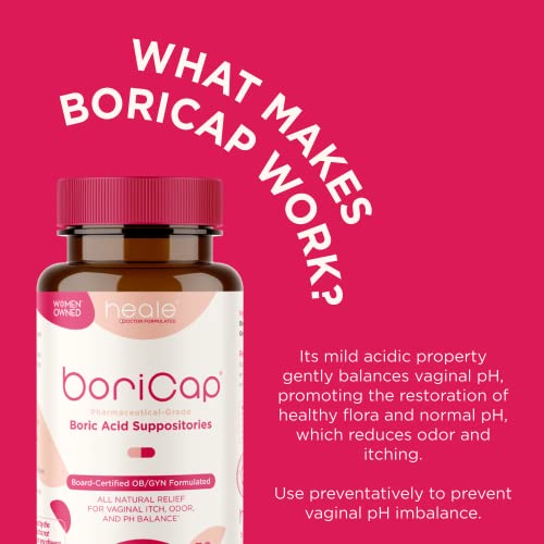 BoriCap - Boric Acid Suppositories for Women - 600 mg - Vaginal Health, pH Balance, Itch & Odor - Natural BoriCap