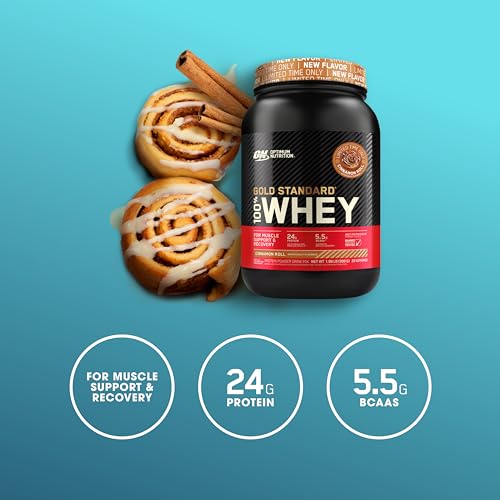 Optimum Nutrition Gold Standard 100% Whey Protein Powder, Cinnamon Roll, 2 Pound Optimum Nutrition