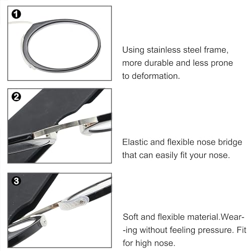 COVESATO Mini Armless Reading Glasses for Men Women Slim Thin Clip on Nose Readers COVESATO