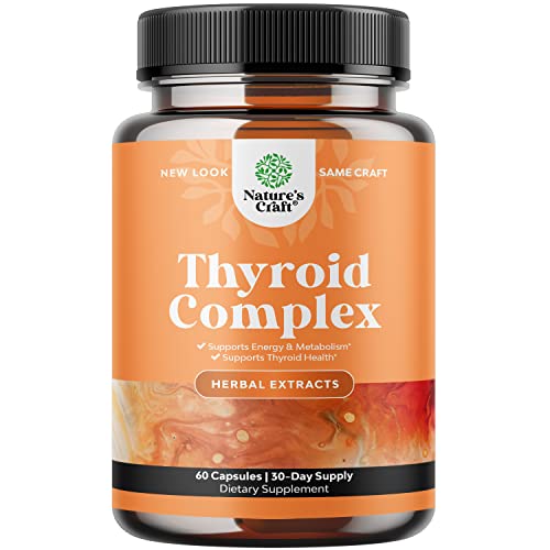 Thyroid Support Natural Complex Supplement Capsules with Vitamin B-12