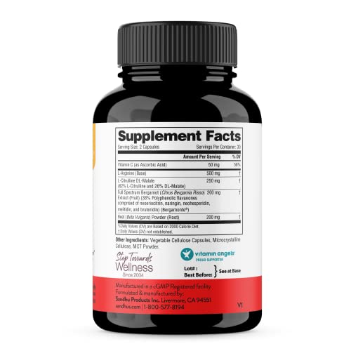 Sandhu's L-Arginine with Nitric Oxide Precursor | Made in The USA| 30 Days Supply Sandhu's