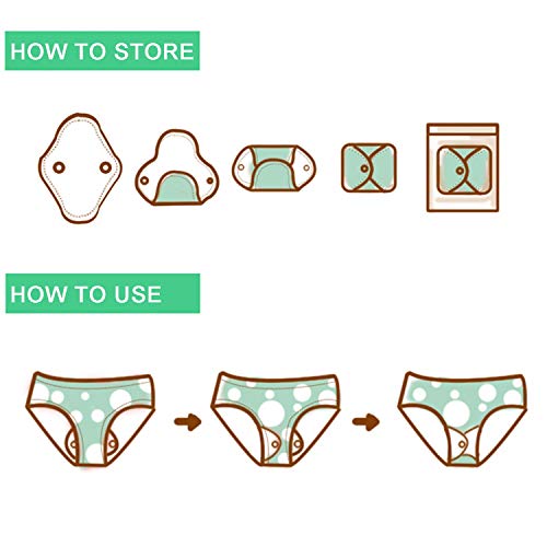 Teamoy 10pcs Cloth Panty Liners, Reusable Sanitary Pads with Wet Bag, Washable Cloth Menstrual Pads Teamoy