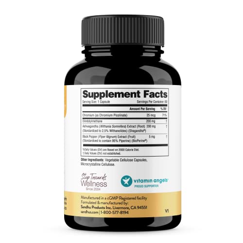 Sandhu's DIM Supplement 200 mg -60 Capsules - Diindolymethane with Ashwagandha Sandhu's