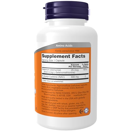 NOW Supplements, NAC (N-Acetyl Cysteine) 600 mg with Selenium & Molybdenum NOW