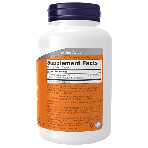 NOW Supplements, L-Carnitine 1,000 mg, Purest Form, Amino Acid, Fitness Support NOW