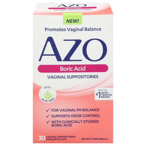 AZO Boric Acid Vaginal Suppositories, Helps Support Odor Control and Balance Vaginal PH AZO