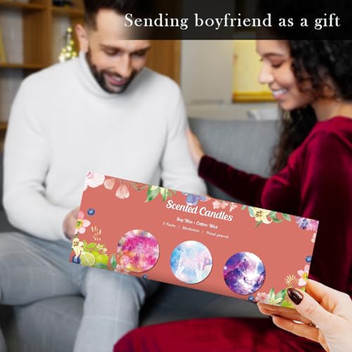 Scented Candles Gift Set, 3 Pack Soy Candles Gift Set Candles for Home Scented, Gifts for Women Men Weimingte