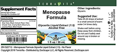 Terravita Menopause Formula Glycerite Liquid Extract (1:5) - No Flavor (1 oz, ZIN: 522712) - 3 Pack Terravita
