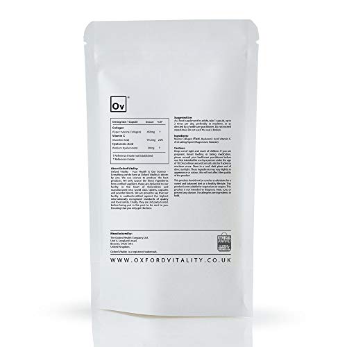 Collagen 450mg, Vitamin C 19.2mg, Hyaluronic Acid 30mg Capsules | Bones & Skin Ov OXFORD VITALITY
