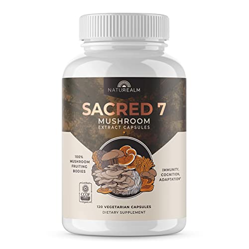 Naturealm Sacred 7 Mushroom Extract Capsules - Chaga, Cordyceps, Lion's Mane