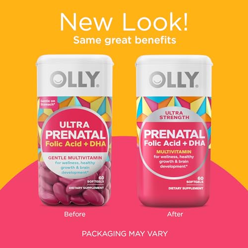OLLY Ultra Strength Prenatal Multivitamin Softgels, Supports Healthy Growth, Brain Developmentment