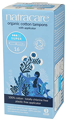 Natracare Organic Cotton Super Tampons with Cardboard Applicator, Plastic Free, Chlorine Free NATRACARE