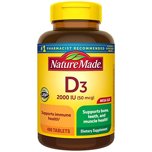 Nature Made Vitamin D3 2000 IU (50 mcg), Dietary Supplement for Bone, Teeth