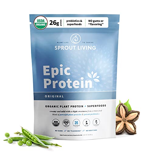 Sprout Living, Epic Protein, Plant Based Protein & Superfoods Powder, Original, Unflavored 