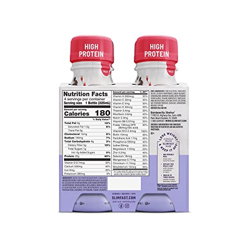 SlimFast Advanced Energy High Protein Meal Replacement Shake, Rich Chocolate, 20g SlimFast