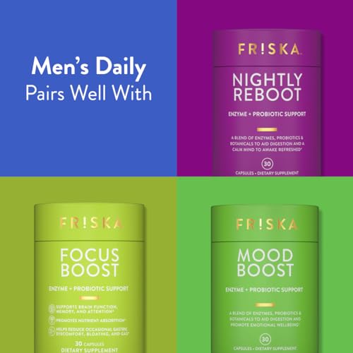 FRISKA Men’s Daily Digestive Enzyme and Probiotics Supplement, Natural Support FR!SKA