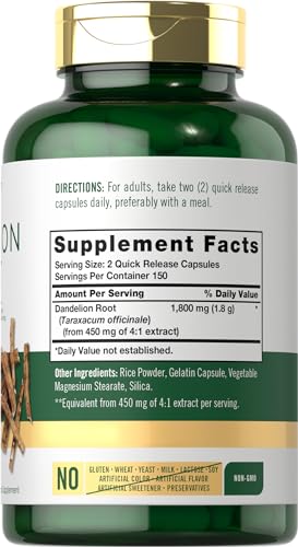 Carlyle Dandelion Root Capsules 1800mg | 300 Count | Non-GMO, Gluten Free Carlyle