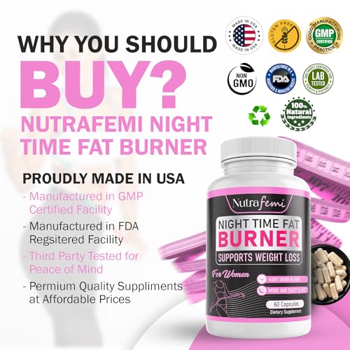 Nutrafemi Night time Fat Burner, Weight Loss Pills for Women – Thermogenic Fat Burner Nutrafemi