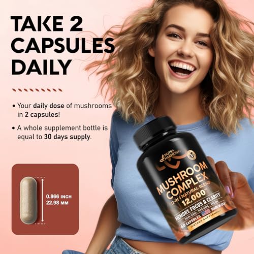 Mushroom Supplement - Organic Lion's Mane | Turkey Tail | Chaga | Cordyceps | Reishi NUTRAHARMONY