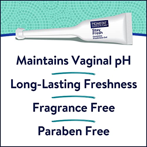 Monistat Stay Fresh Gel, Odor Eliminating Gel for Feminine Care, Fragrance Free Vaginal Gel, Prefilled Monistat