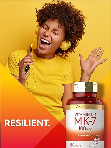 Carlyle Vitamin K2 Supplement 100mcg | K2 MK7 | 150 Softgels | Non-GMO Carlyle