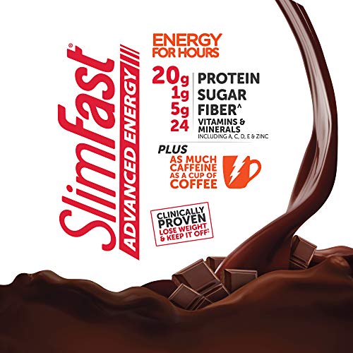 SlimFast Advanced Energy High Protein Meal Replacement Shake, Rich Chocolate, 20g SlimFast