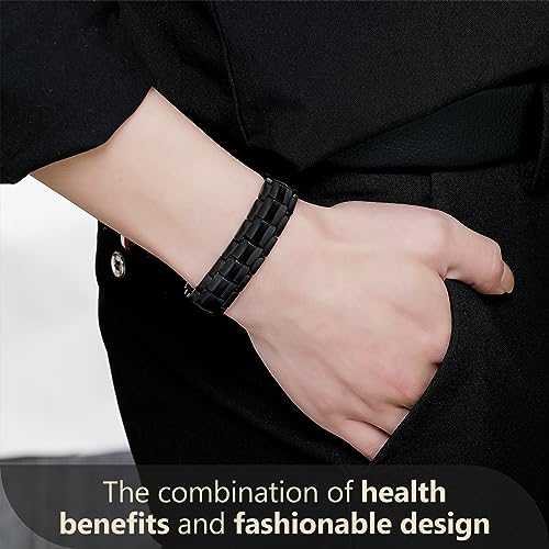 Feraco Mens Magnetic Bracelet Titanium Steel Magnetic Bracelet with Double Row 4 Elements Feraco