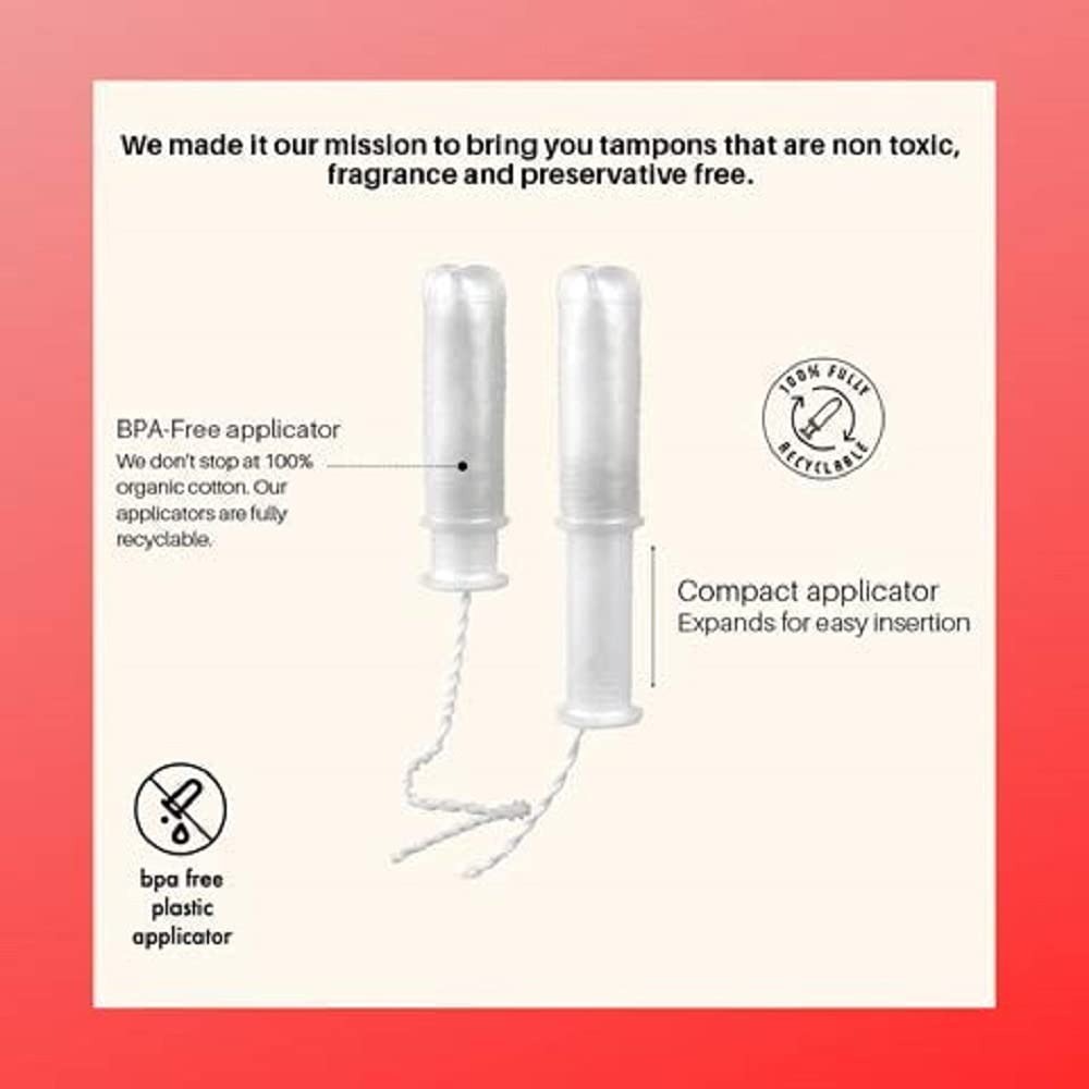 MYBOXSHOP Organic Tampons - 100% Pure Organic Cotton Tampons with BPA-Free Applicator MYBOXSHOP