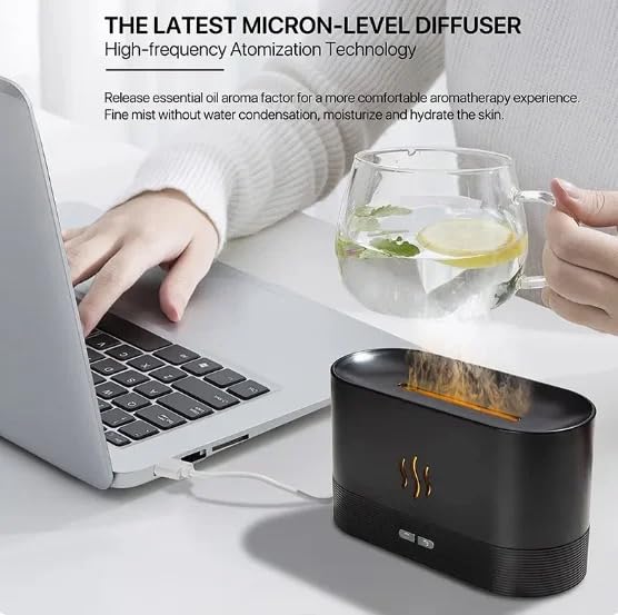 Flame Aroma Diffuser Humidifier 180ml, Oil Essential 2 Modes Brightness Aroma Humidifier Generic
