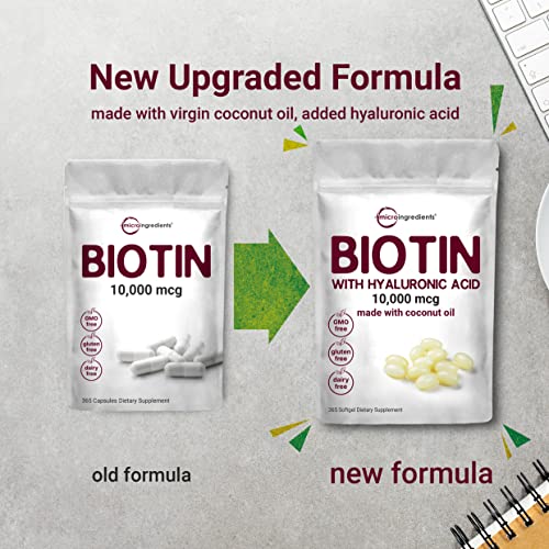 Micro Ingredients Biotin 10,000mcg w/Hyaluronic Acid 25mg | 365 Virgin Coconut Micro Ingredients