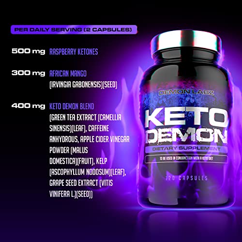 Keto Demon – Hardcore Keto Pills – Use with The Keto Diet – Packed with Raspberry Ketones Demon Labz