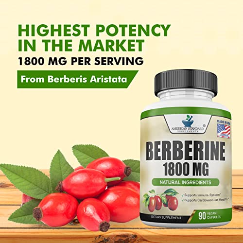 Berberine 1800mg Per Serving, Berberine Supplement, Berberine HCL, Berberine Pills American Standard Supplements