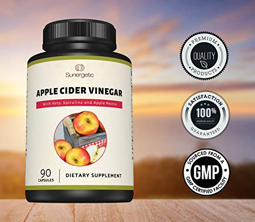 Sunergetic Premium Apple Cider Vinegar Capsules – Includes Apple Pectin, Spirulina Sunergetic