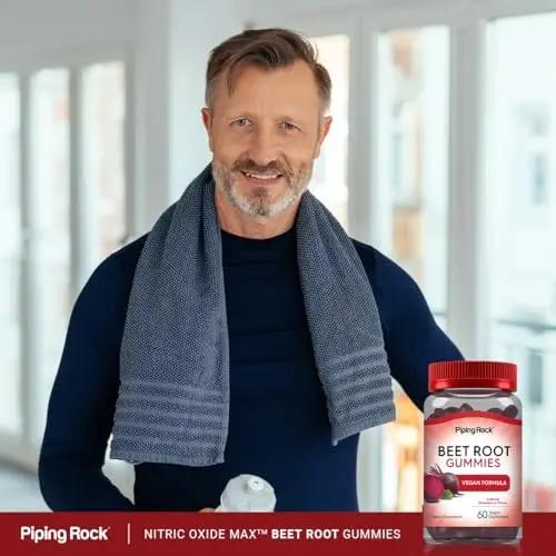 Beet Root Gummies | 60 Count | with Nitrates and Black Pepper Extract | Nitric Oxide Piping Rock