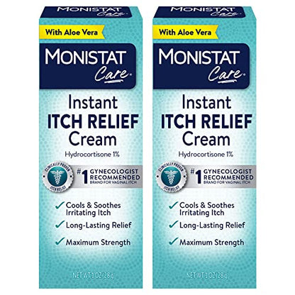 Monistat Instant Itch Relief Cream for Women, Maximum Strength Feminine Itch Care, 1 oz, 2 Pack