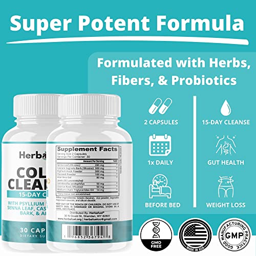 Herbafuel Colon Cleanse - Supports Detox, Gut Health, & Bloating Relief - Contains Herbs Herbafuel