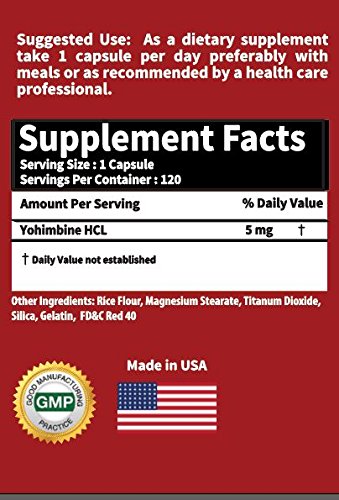 RaeSun Botanics Yohimbine HCL Bark Extract Extra Strength Supplement 5mg x 120ct RaeSun Botanics