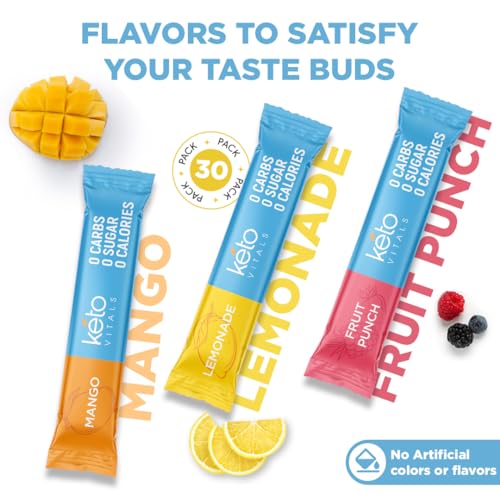 Keto Vitals Original Electrolytes Powder Packets | Keto Friendly Electrolyte Travel Packets Keto Vitals