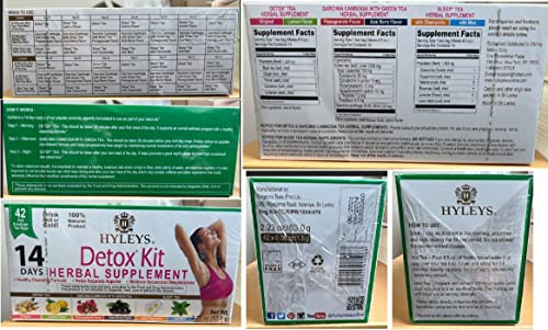 Hyleys Detox Tea 14 Days Kit - 42 Tea Bags - Herbal Supplement - Mother's Mother's Day HYLEYS