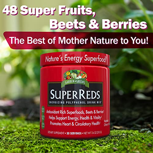 Garden Greens Super Reds Energizing Polyphenol Superfoods, Antioxidants, Powder Drink Garden Greens