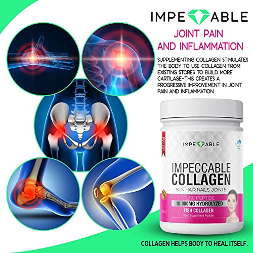 IMPECCABLE Collagen Premium 10.000 mg Pure peptide hydrolyzed Marine Collagen Powder Impeccable