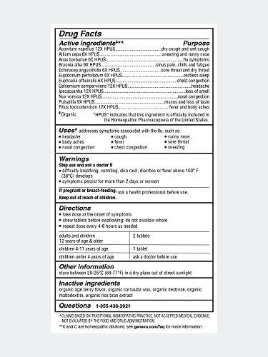 Genexa Flu Fix - 60 Tablets - Multi-Symptom Flu Remedy - Organic, Gluten Free & Non-GMO - Homeopathic Genexa