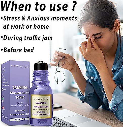 Calm Magnesium Roller Lavender Orange Cedarwood Essential Oil Roll On Calming Aromatherapy Self Care New Miuz