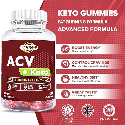 60 Counts Keto ACV Gummies Advanced Formula - Diet Gummies for Women & Men