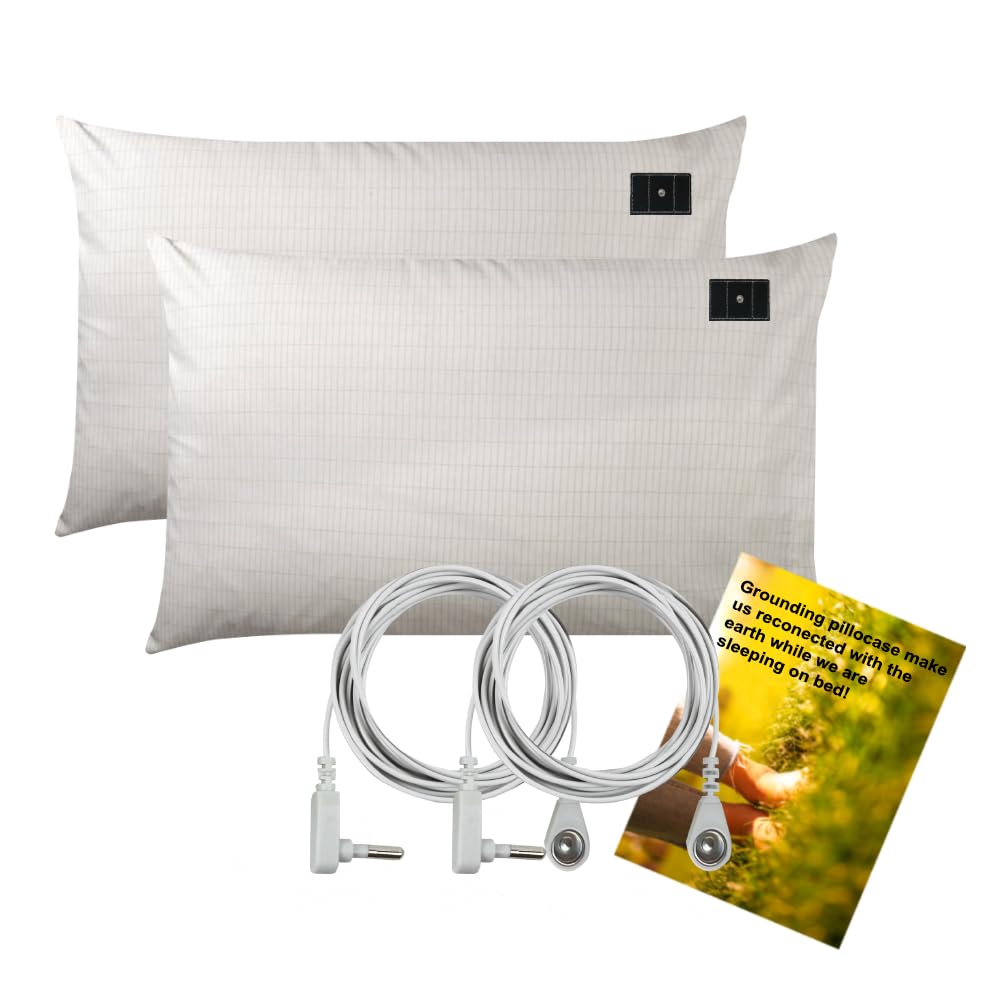 ibowee Grounding Piowcase 2 Pack, Conductive Pillowcase with US Cord for Natural Wellness