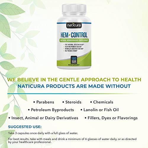 Naticura Hem-Control Natural Hemorrhoid Supplement - Vegan Herbal Supp Naticura