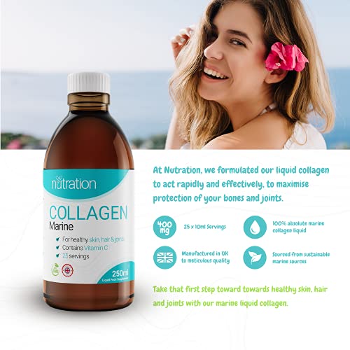 Marine Collagen Liquid | 25 x 10ml Servings | Liquid Collagen Drink for Women and Men | Pure Marine Collagen for Strong Bones & Joints Nutration