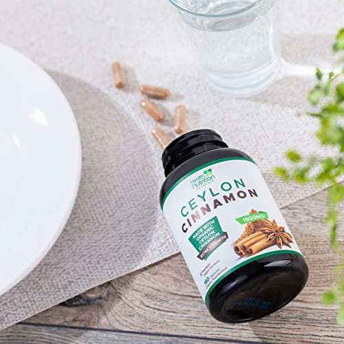 Pure Ceylon Cinnamon Capsules - Certified Organic Cinnamon Pills, Non-GMO, Dairy & Gluten Health Nutrition Naturals